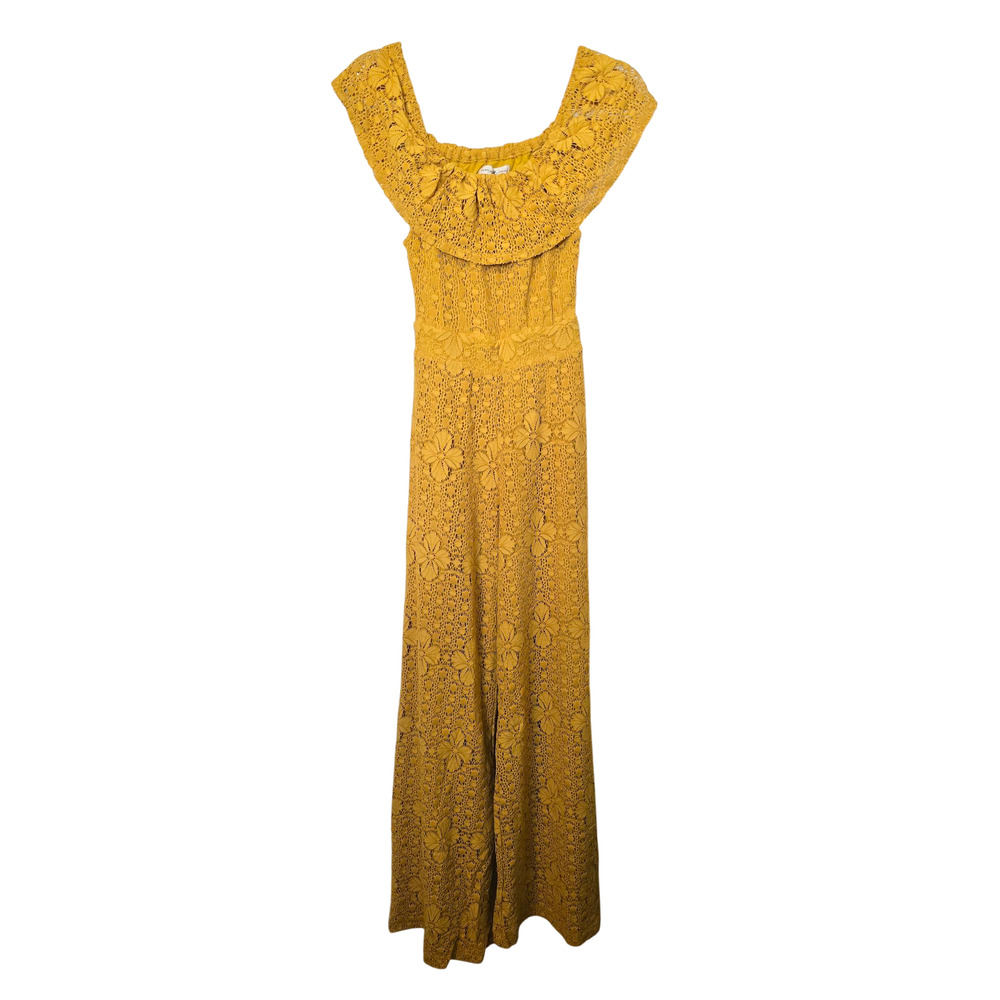 New Free People NIGHTCAP Sunflower Positano Jumpsuit $495 X-SMALL Mustard - Picture 4 of 6
